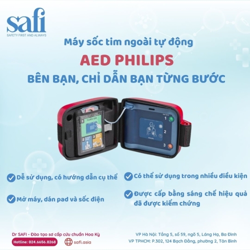 MÁY SỐC TIM NGOÀI TỰ ĐỘNG AED PHILIPS - BÊN BẠN, CHỈ DẪN BẠN TỪNG BƯỚC