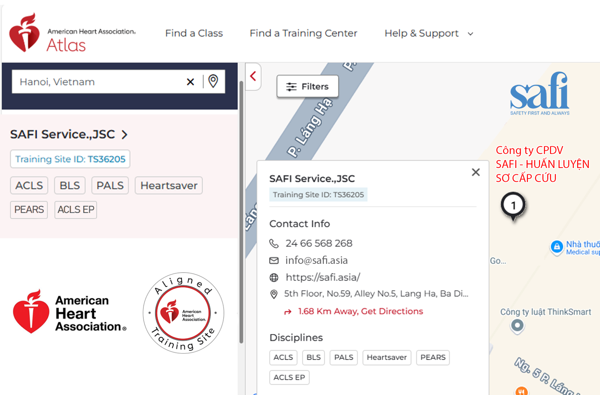 Training site Hiệp hội tim mạch Hoa Kỳ - Safi đào tạo sơ cấp cứu