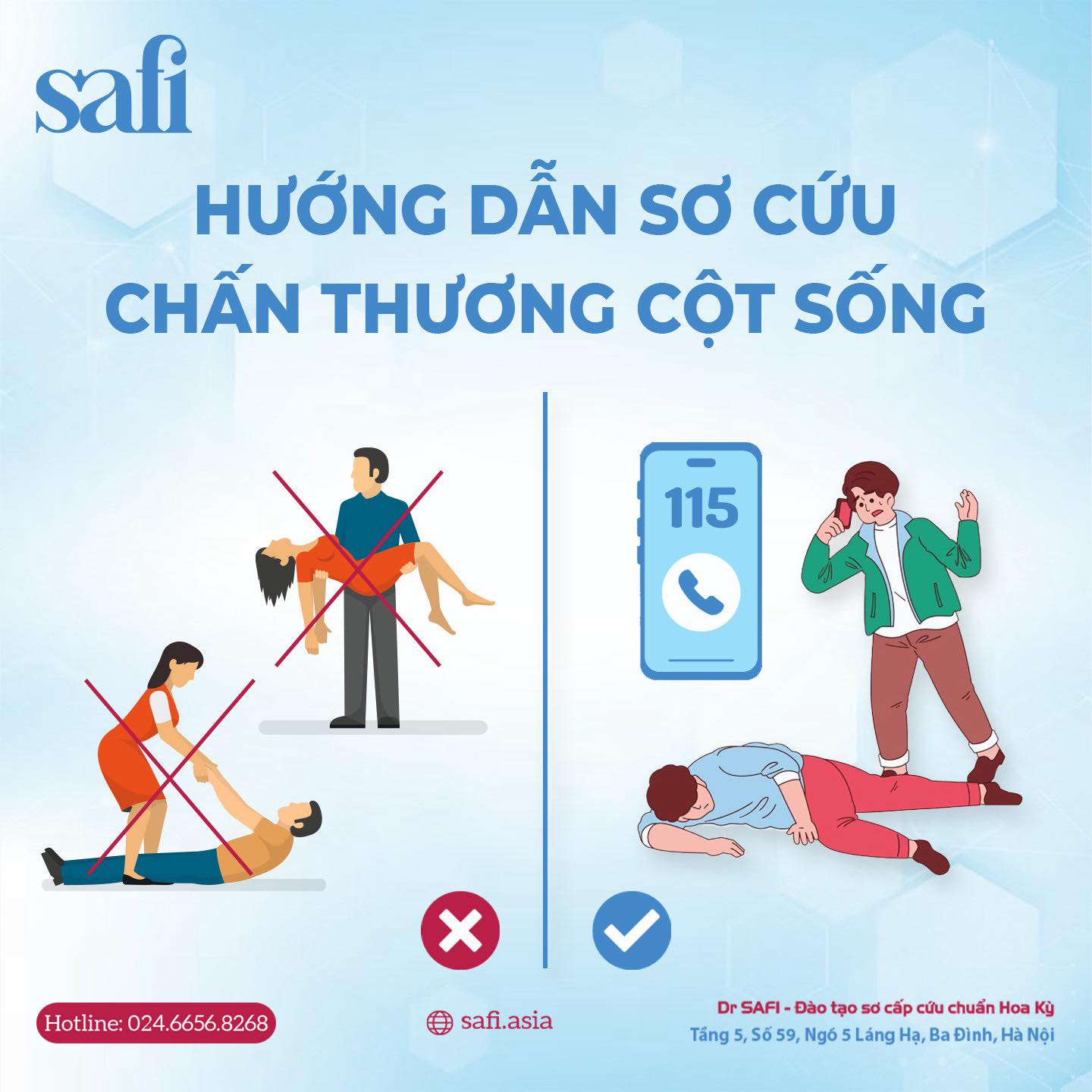 sơ cứu ban đầu chấn thương cột sống - safi